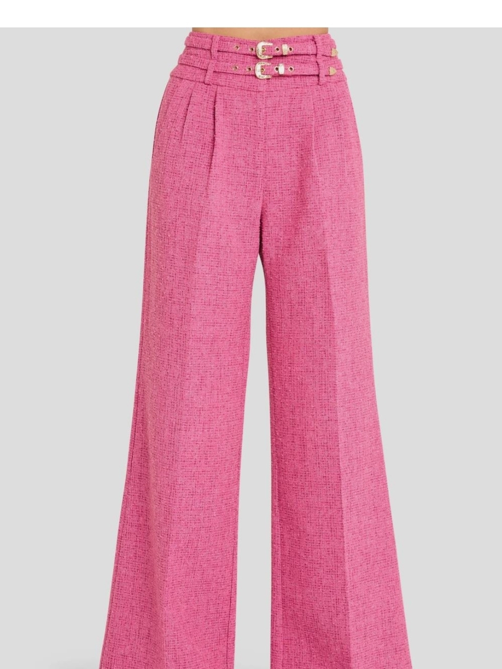 Amanda Uprichard Women's Blythe Pants in Hot Pink with Double Belt Size Small - Picture 5 of 5